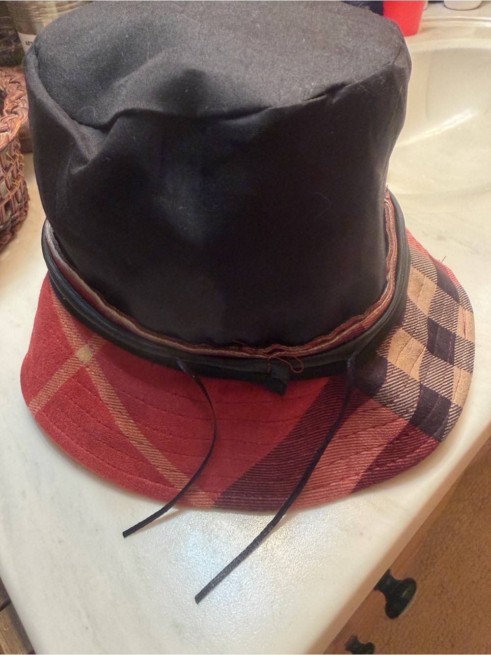 Plaid Red Bucket Hat - Women's Fashion Accessory - Picture 11 of 14